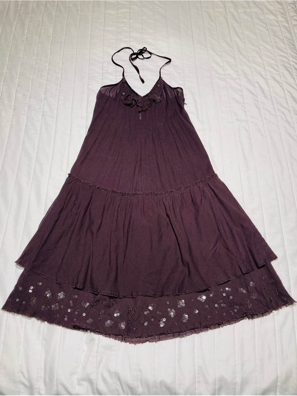 Free People Plum Tiered Halter Midi Dress